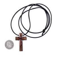 Wood Cross Necklace, Hand Carved Wooden Cross Pendant, Christian Jewelry for Men, One of a Kind Gift for Him
