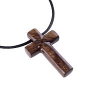 Wood Cross Necklace, Hand Carved Wooden Cross Pendant, Christian Jewelry for Men, One of a Kind Gift for Him