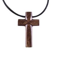 Wood Cross Necklace, Hand Carved Wooden Cross Pendant, Christian Jewelry for Men, One of a Kind Gift for Him