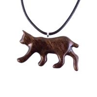 Wooden Bobcat Pendant, Bobcat Necklace, Hand Carved Lynx Necklace, Wood Wildcat Necklace, Totem Spirit Animal Jewelry for Men or Women