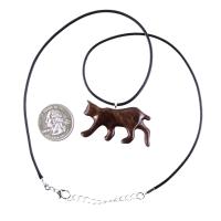 Wooden Bobcat Pendant, Bobcat Necklace, Hand Carved Lynx Necklace, Wood Wildcat Necklace, Totem Spirit Animal Jewelry for Men or Women
