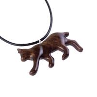 Wooden Bobcat Pendant, Bobcat Necklace, Hand Carved Lynx Necklace, Wood Wildcat Necklace, Totem Spirit Animal Jewelry for Men or Women