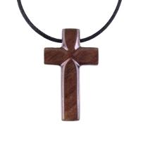 Wooden Cross Necklace, Hand Carved Cross Pendant, Mens Christian Wood Jewelry, One of a Kind Gift for Him