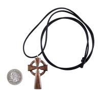 Wooden Celtic Cross Pendant, Wood Celtic Cross Necklace, Hand Carved Irish Christian Jewelry for Men