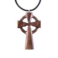 Wooden Celtic Cross Pendant, Wood Celtic Cross Necklace, Hand Carved Irish Christian Jewelry for Men