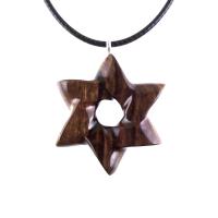 Wooden Star of David Pendant, Hand Carved Jewish Star Necklace, Men Women Wood Jewelry