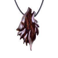 Carved Wolf Pendant, Wooden Wolf Necklace, Spirit Animal Totem, Handmade Wood Jewelry for Men or Women, One of a Kind Gift