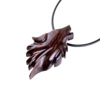 Carved Wolf Pendant, Wooden Wolf Necklace, Spirit Animal Totem, Handmade Wood Jewelry for Men or Women, One of a Kind Gift
