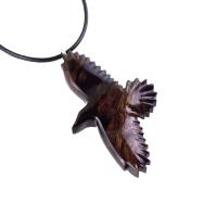 Hand Carved Raven Necklace, Wooden Crow Pendant, Totem Wood Bird Jewelry Handcrafted Gift
