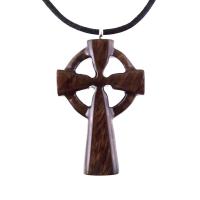 Celtic Cross Pendant, Hand Carved Wood Cross Necklace, Irish Mens Wooden Christian Jewelry, One of a Kind Gift for Him
