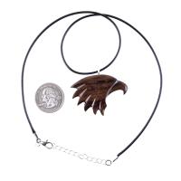 Hand Carved Wooden Eagle Pendant, Mens Wood Necklace, Spirit Animal Totem Bird Jewelry