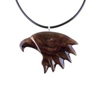 Hand Carved Wooden Eagle Pendant, Mens Wood Necklace, Spirit Animal Totem Bird Jewelry