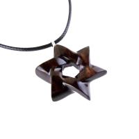 Star of David Pendant, Hand Carved Wooden Jewish Star Necklace for Men or Women, Wood Jewish Jewelry