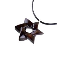 Star of David Pendant, Hand Carved Wooden Jewish Star Necklace for Men or Women, Wood Jewish Jewelry