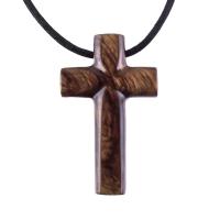 Wood Cross Necklace, Hand Carved Wooden Cross Pendant, Christian Jewelry for Men, One of a Kind Gift for Him