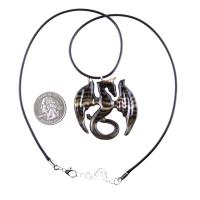 Dragon Necklace for Men Women, Hand Carved Wooden Dragon Pendant, Fantasy Wood Jewelry Gift