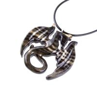 Dragon Necklace for Men Women, Hand Carved Wooden Dragon Pendant, Fantasy Wood Jewelry Gift
