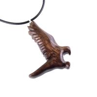 Hand Carved Hawk Pendant, Wooden Falcon Necklace, Wood Bird Necklace, Totem Jewelry for Men or Women, One of a Kind Gift for Him Her
