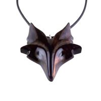 Hand Carved Wooden Fox Pendant, Celtic Fox Necklace for Men or Women, Totem Spirit Animal, Woodland Jewelry Gift for Her or Him
