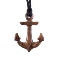 Hand Carved Anchor Necklace, Wooden Anchor Pendant, Mens Wood Necklace, Handmade Nautical Jewelry, Gift for Him