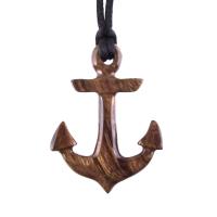 Hand Carved Anchor Necklace, Wooden Anchor Pendant, Mens Wood Necklace, Handmade Nautical Jewelry, Gift for Him