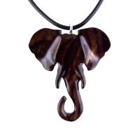 Elephant Necklace, Wooden Elephant Pendant for Men or Women, Hand Carved Spiritual Animal Necklace, Wood Jewelry for Men Women