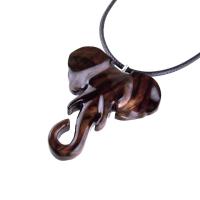 Elephant Necklace, Wooden Elephant Pendant for Men or Women, Hand Carved Spiritual Animal Necklace, Wood Jewelry for Men Women