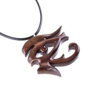 Hand Carved Eye of Horus Pendant Necklace, Wooden Egyptian Amulet, Unisex African Jewelry