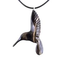 Hummingbird Necklace, Wooden Hummingbird Pendant, Hand Carved Wood Bird Jewelry, One of a Kind Handmade Gift for Her