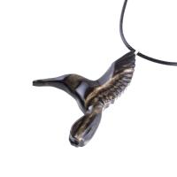 Hummingbird Necklace, Wooden Hummingbird Pendant, Hand Carved Wood Bird Jewelry, One of a Kind Handmade Gift for Her