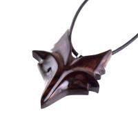 Hand Carved Wooden Fox Pendant, Celtic Fox Necklace for Men or Women, Totem Spirit Animal, Woodland Jewelry Gift for Her or Him