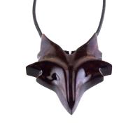 Hand Carved Wooden Fox Pendant, Celtic Fox Necklace for Men or Women, Totem Spirit Animal, Woodland Jewelry Gift for Her or Him