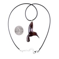Hand Carved Wooden Hummingbird Pendant, Hummingbird Necklace, Wood Bird Jewelry Gift for Her