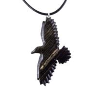 Hand Carved Crow Pendant, Wooden Raven Necklace, Wood Totem Jewelry Gift for Men Women