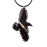 Hand Carved Crow Pendant, Wooden Raven Necklace, Wood Totem Jewelry Gift for Men Women