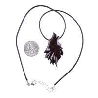 Hand Carved Wooden Wolf Pendant Necklace, Totem Spirit Animal Wood Jewelry in Dark Brown
