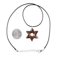 Wooden Star of David Pendant, Hand Carved Jewish Star Necklace, Men Women Wood Jewelry