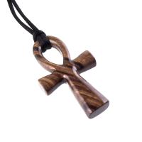 Ankh Necklace, Hand Carved Wooden Ankh Pendant for Men Women, Egyptian Cross Jewelry Gift