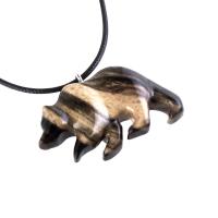 Bear Necklace, Hand Carved Wooden Grizzly Bear Pendant for Men or Women, Woodland Jewelry, Spirit Animal Totem