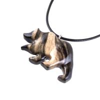 Bear Necklace, Hand Carved Wooden Grizzly Bear Pendant for Men or Women, Woodland Jewelry, Spirit Animal Totem