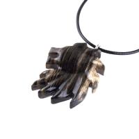 Hand Carved Wooden Lion Head Necklace Pendant, Handmade Leo Spirit Animal Jewelry Gift