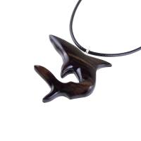 Shark Pendant, Hand Carved Wooden Shark Necklace, Mens Wood Pendant, Nautical Jewelry Gift for Him in Black with Brown Streaks