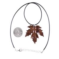 Wooden Maple Leaf Pendant Necklace, Hand Carved Wood Jewelry, Woodland Gift for Men Women