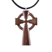 Wooden Celtic Cross Pendant, Wood Celtic Cross Necklace, Hand Carved Irish Christian Jewelry for Men
