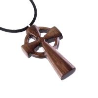 Wooden Celtic Cross Pendant, Wood Celtic Cross Necklace, Hand Carved Irish Christian Jewelry for Men
