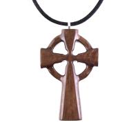 Wooden Celtic Cross Pendant, Wood Celtic Cross Necklace, Hand Carved Irish Christian Jewelry for Men