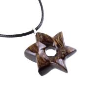 Wooden Star of David Pendant, Hand Carved Jewish Star Necklace, Men Women Wood Jewelry
