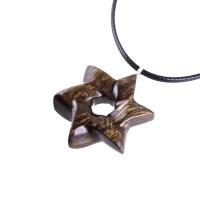 Wooden Star of David Pendant, Hand Carved Jewish Star Necklace, Men Women Wood Jewelry