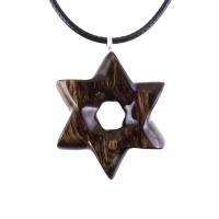 Wooden Star of David Pendant, Hand Carved Jewish Star Necklace, Men Women Wood Jewelry