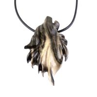 Wolf Necklace, Hand Carved Wooden Wolf Pendant for Men or Women, Spirit Animal Totem Woodland Jewelry